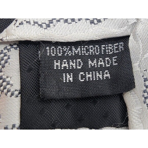 Jean Claude Vidal Handmade Neck Tie Silver & Black Geometric Classic 59" - Picture 8 of 11